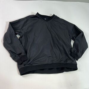 Nike Golf Windbreaker Men's XL Black Graph Pattern Elastic Cuffs Hem Zip Pockets